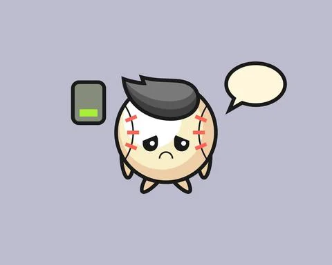 Baseball cartoon doing a tired gesture Stock Illustration