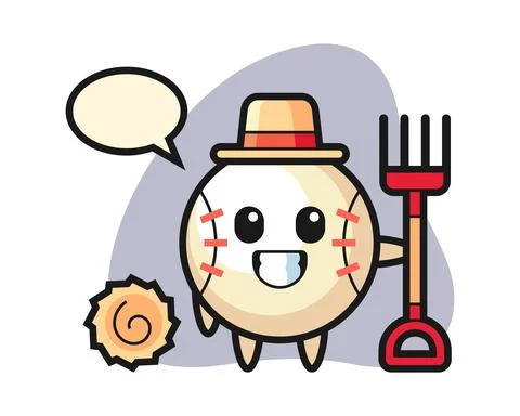Baseball cartoon as a farmer Stock Illustration