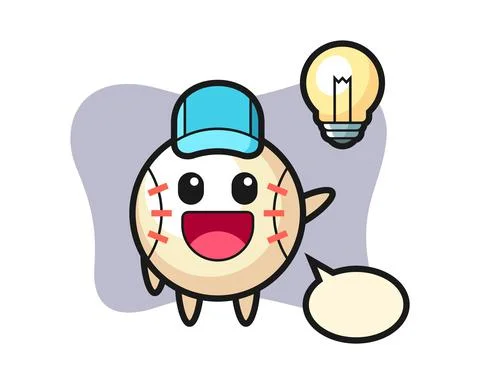 Baseball cartoon getting the idea Stock Illustration