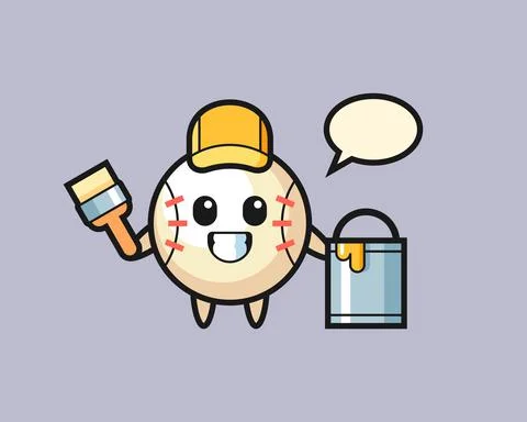 Baseball cartoon as a painter Stock Illustration