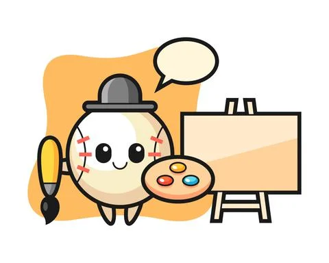 Baseball cartoon as a painter Stock Illustration