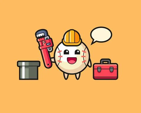 Baseball cartoon as a plumber Stock Illustration