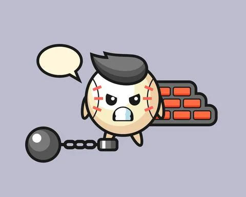 Baseball cartoon as a prisoner Stock Illustration