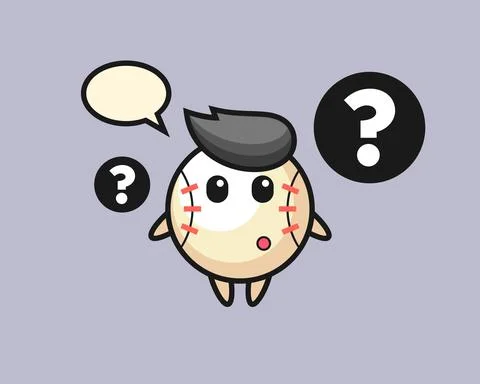 Baseball cartoon with the question mark Stock Illustration