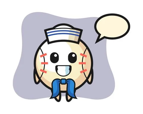 Baseball cartoon as a sailor man Stock Illustration