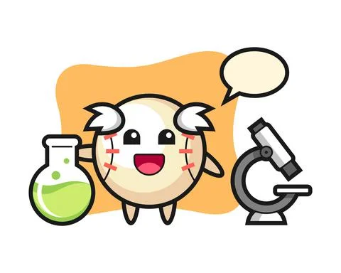 Baseball cartoon as a scientist Stock Illustration