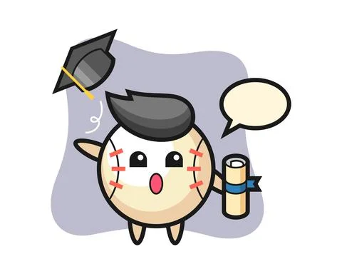 Baseball cartoon throwing the hat at graduation Stock Illustration