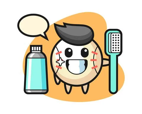 Baseball cartoon with a toothbrush Stock Illustration
