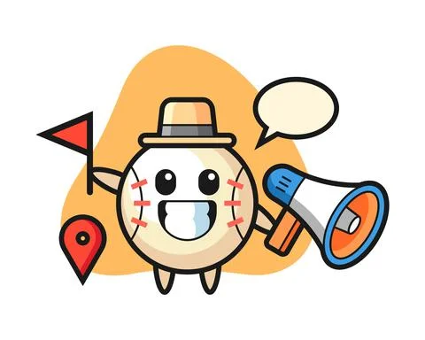 Baseball cartoon as a tour guide Stock Illustration