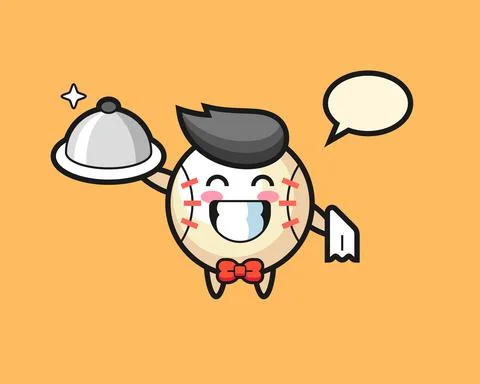 Baseball cartoon as a waiters Stock Illustration