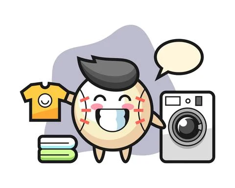 Baseball cartoon with washing machine Stock Illustration