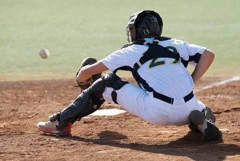 Baseball catcher during game Foto stock