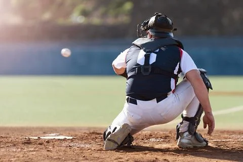 Baseball catcher during game Foto stock