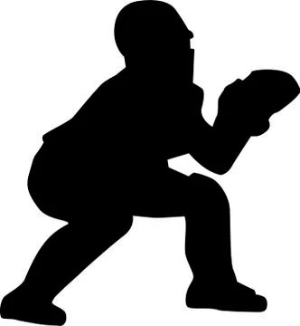 Baseball Catcher Silhouette Stock Illustration