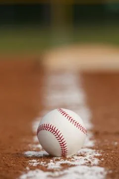 Baseball on the chalk line Foto stock