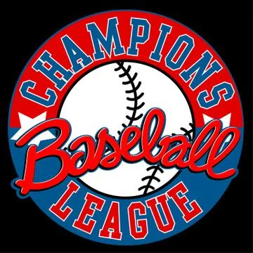 Baseball Champions league sign with ball Stock Illustration