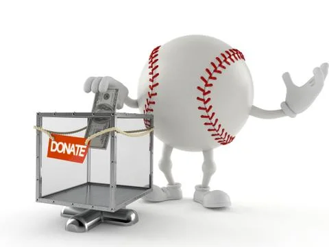 Baseball character with donation box Stock Illustration
