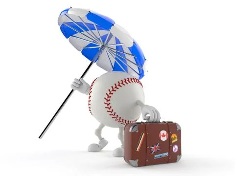 Baseball character with suitcase Stock Illustration