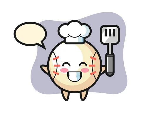 Baseball chef cartoon is cooking Stock Illustration