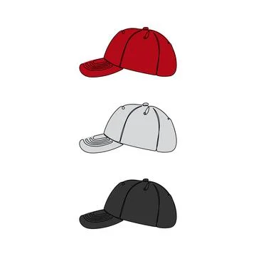 Baseball colored caps. One line art. Stock Illustration