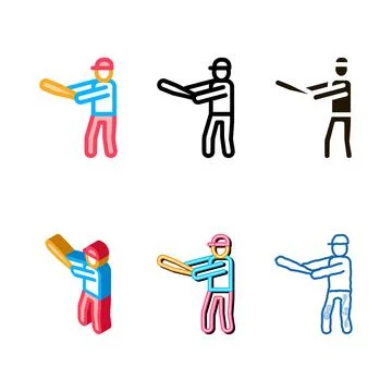 Baseball concepts gamer icon vector outline Stock Illustration