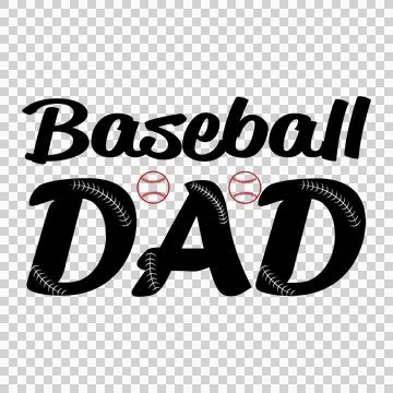 Baseball Dad Text With Ball Icons display typographic black Illustrazione stock