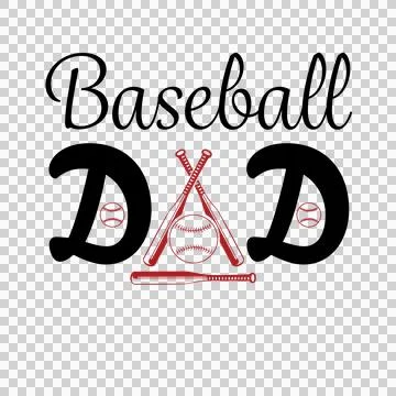 Baseball Dad Text With Crossed Bats And Three sports Illustrazione stock