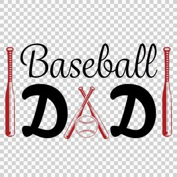 Baseball Dad Text With Crossed Bats And Central sports Illustrazione stock