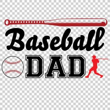 Baseball Dad Text With Horizontal Bat And Player sports Illustrazione stock