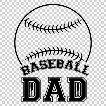 Baseball Dad Text With Large Ball And Bat sports equipment Illustrazione stock