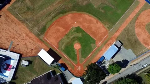 Baseball Diamond Top View with Clay and Grass Stock Footage 306893046