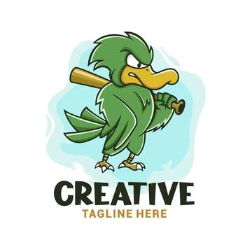 Baseball Duck Mascot Logo Vector Template Stock Illustration