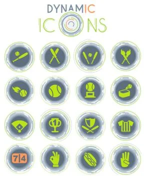 Baseball dynamic icons Stock Illustration