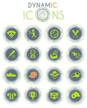 Baseball dynamic icons Stock Illustration
