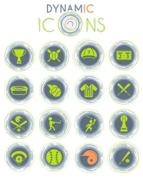 Baseball dynamic icons Stock Illustration