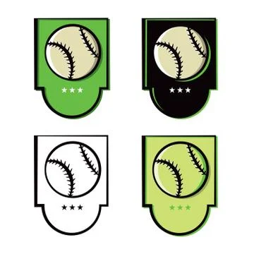 Baseball Emblem Icons Set 스톡 일러스트