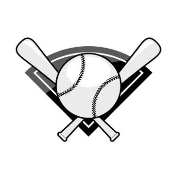 Baseball emblem - two crossed bat and ball Stock Illustration