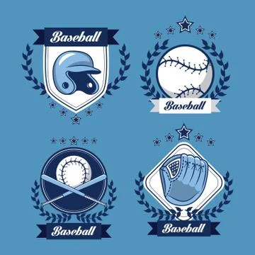 Baseball emblems collection Stock Illustration