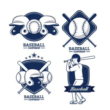 Baseball emblems collection Stock Illustration