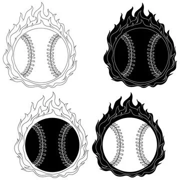 Baseball Engulfed in Flames Stock Illustration