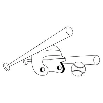 Baseball equiment elements icon cartoon in black and white イラスト素材