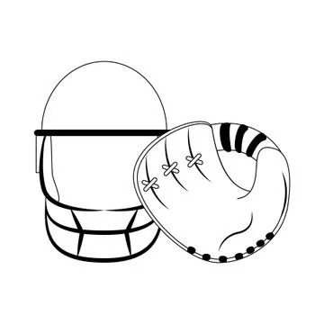 Baseball equiment elements icon cartoon in black and white Illustrazione stock