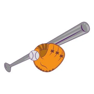 Baseball equiment elements icon cartoon Stock Illustration