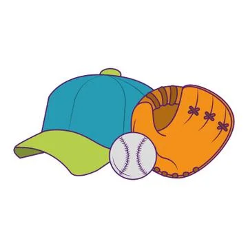 Baseball equiment elements icon cartoon Stock Illustration