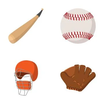 Baseball equipment flat style vector illustration elements 库存插图