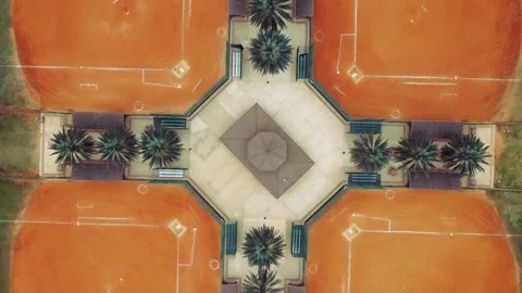 Baseball field of 4 from above. Nice colors and slow for a transition. Stock Footage 169555088