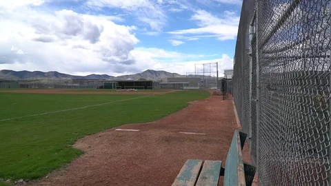 Baseball Field with beatiful sky and clouds Vídeo Stock 77368527
