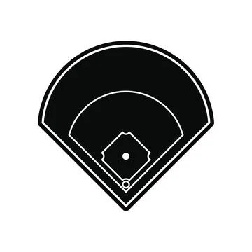 Baseball field black simple icon Illustrazione stock
