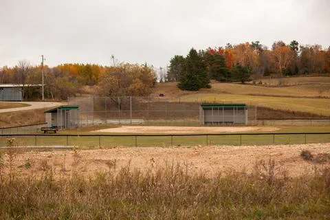 A baseball field on a cloudy day Stock Photos