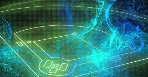 Baseball field diagram with data processing image over digital background 스톡 일러스트